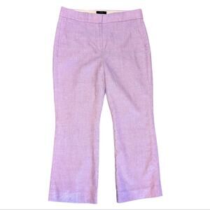 J. Crew Womens Hayden Cropped Linen Blend Flared Pants Lilac Purple Size 8